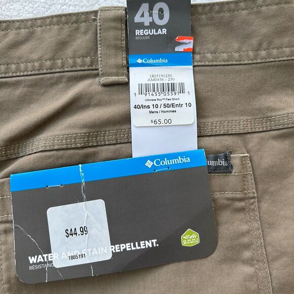 Columbia Mens Water Resistant Shorts Size 40 x 10" NEW -Omni Shield - Picture 7 of 7